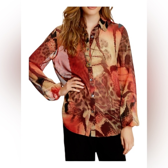 Da-Nang 100% Silk Long Sleeve Tunic Size Medium - Picture 1 of 10